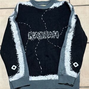 Black & Gray Graphic Crewneck Sweater - Men